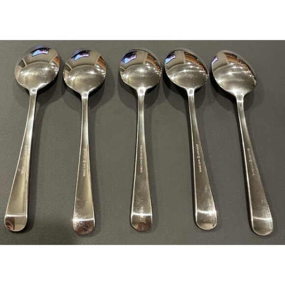 Cuisinart Richfield 18/10 Stainless Steel Flatware Oval Soup Spoons Set Of 5 - Picture 2 of 4